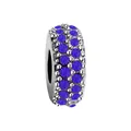 Charm in argento con doppia fila di cristalli viola per bracciali fai-da-te - Blu