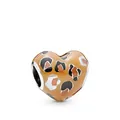 Charm en forme de cœur à imprimé léopard avec finition émail jaune pour bracelet DIY - Coeur Imprimé Léopard (M1-16)
