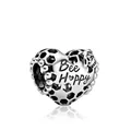 Hohlherz-Charm mit Bee Happy Gravur und kleiner Biene im Relief in Silber-Finish - Bee Happy Waben Hohlherz (Y14-10)