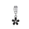 Five-petal flower pendant with black pear-cut gemstones and silver bail in 925 silver finish - Black Zirconia Flower