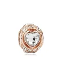Elegante charm placcato oro rosa con cristallo centrale a forma di cuore e zirconi - Oro rosa