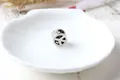 Vintage silver peace symbol bead with dotted edge for DIY jewelry making - Antique Silver