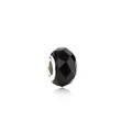 Detail of faceted black crystal charm with silver metal core for DIY bracelets - Black