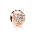 Roségouden hartbedel met heldere pavé zirkoonstenen voor DIY bedelarmbanden en sieraden - Goud