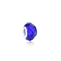 Close-up of faceted deep blue crystal charm bead with silver core for DIY bracelets - Dark Blue