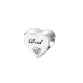 Poliertes Herz-Charm mit Dad-Gravur und Zirkon für DIY-Armbänder aus Silber - Papa Herz Stil / Januar
