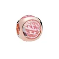 Rose gold circular charm with faceted pink crystal for DIY beaded bracelets - Rose Gold Pink Crystal Spacer Bead (3)
