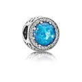 Sky blue cat-eye stone bead with silver hollow pattern and zircons for charm bracelet - Sky Blue Faceted Gemstone Round Style (4)