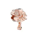 Rose gold daisy flower charm with sparkling crystals and ladybug pendant for DIY bracelets - Rose Gold Flower Cluster Ladybug Pendant (5)