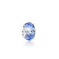 Blue multifaceted crystal large hole bead with silver core for DIY charm bracelets - Sky Blue