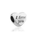 Charme coeur en argent avec gravure I love you et poinçon 925 pour bracelet - Style Cœur Je t'aime / Juin
