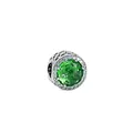 Silver-tone charm with round green gemstone and hollow heart side patterns - Green Faceted Gemstone Round Style (7)