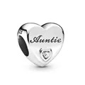 Charme coeur en argent avec gravure Auntie et zircon pour bracelets DIY - Style Cœur Tante / Juillet