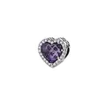 Silver heart charm with purple cat eye stone and micro-pave crystals for DIY bracelets - Purple Heart Gemstone Style (10)