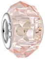 Pink faceted crystal glass charm bead with S925 sterling silver core for bracelets - Light Pink