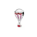 Silver hot air balloon charm with red and pink enamel patterns for DIY bracelets - Silver Red Pink Enamel Balloon (2)