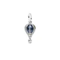 Hot air balloon charm pendant in silver and navy blue for DIY bracelets - Hollow Silver Deep Blue Globe (3)