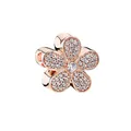 Rose gold flower charm with white stones for DIY charm bracelets and jewelry making - Rose Gold Pavé Gemstone Flower Bead (16)