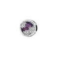 Silver flower charm with purple faceted gemstone inlay for DIY beaded bracelets - Purple Gemstone Three Flowers Style (16)