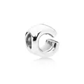 Polished silver alloy bead with letter G shape for DIY personalized charm bracelets - Letter C / Silver