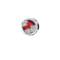 Silver bead charm with red faceted stone and floral patterns for DIY bracelets - Red Gemstone Three Flowers Style (17)