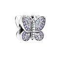 Silver butterfly charm with purple pavé crystals for DIY jewelry bracelet - Silver Purple Pavé Butterfly Bead (18)