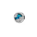 Blue cat-eye stone bead with floral micro-inlay for DIY charm bracelets - Blue Gemstone Three Flowers Style (18)