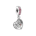 Silver openwork Tree of Life heart charm with pink cubic zirconia and red heart details - Silver Hollow Heart Tree of Life Pendant (19)