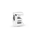 Polished silver capital letter E alphabet bead charm for DIY modular jewelry bracelets - Letter E / Silver