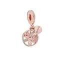 Rose gold life tree charm with white crystals and engraved Family tag for bracelets - Rose Gold Hollow Tree of Life Pendant (21)