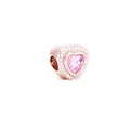 Rose gold heart charm with large pink gemstone and micro-pave crystals for DIY bracelets - Rose Gold Pink Heart Gemstone Style (21)