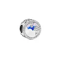 Hot air balloon alloy charm with blue enamel clouds and sparkling zircons for bracelets - Hot Air Balloon Clouds Hoop (11)