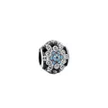 Spherical silver charm with blue and white snowflake pattern zircon inlay for bracelets - Blue Snowflake Floral Pattern Style (22)