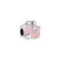 Pink enamel suitcase charm with silver heart detail for DIY charm bracelets - Pink Enamel Suitcase (12)