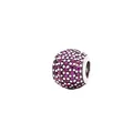 Spherical charm bead with purple cubic zirconia pave setting and silver metal base - Purple Rhinestone Full Pavé Ball Style (23)