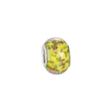 Sparkling yellow glass flower charm with gold glitter for DIY bracelets - Gold Red Sparkle Flakes(7)