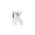 Polished silver alloy alphabet K charm bead for personalized bracelet jewelry - Letter K / Silver