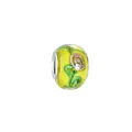 Yellow glass floral charm bead with green and pink spiral patterns for bracelets - Green Pink Spiral Floral(9)