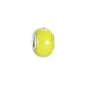 Bright yellow glass charm bead with raised polka dots and silver metal core for DIY bracelets - 3D Dot Relief(10)