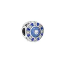 Silver bead with blue evil eye design and zircon inlay for charm bracelets - Evil Eye Blue White Bead (16)