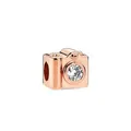 Rose gold camera charm with clear zircon lens for DIY charm bracelets and necklaces - Rose Gold Camera Zirconia (17)
