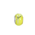 Yellow glass charm bead with silver glitter leaf pattern for DIY bracelets - Silver Branch Texture(12)