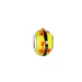 Yellow flower glass charm with orange dots and silver metal core for DIY bracelets - Orange Red Dot Decor(14)