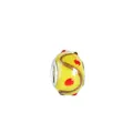 Yellow floral glass charm bead with red dots and wavy brown patterns for DIY bracelets - Brown Gold Wave Texture(15)