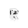 Polished silver alloy letter R charm bead with side hole for DIY bracelet making - Letter R / Silver