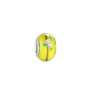Yellow glass charm bead with pink flower detail for DIY jewelry making and bracelets - Pink 3D Rose Flower(17)