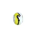Yellow and black swirl floral glass charm bead with silver core for DIY bracelets - Yellow Black Fluid Pattern(19)