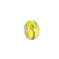 Yellow flower glass charm bead with silver core for snake chain bracelets - Gold Brown Vortex Line(22)