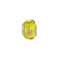 Yellow floral glass charm bead with pink and green accents for DIY charm bracelets - Spiral Floral Pattern(23)