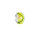 Green and yellow floral glass bead charm with silver metal core for DIY bracelet - Fresh Abstract Floral(24)
